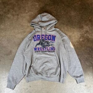 Vintage Y2K Oregon Wrestling State Championships grey hoodie Men's Size L